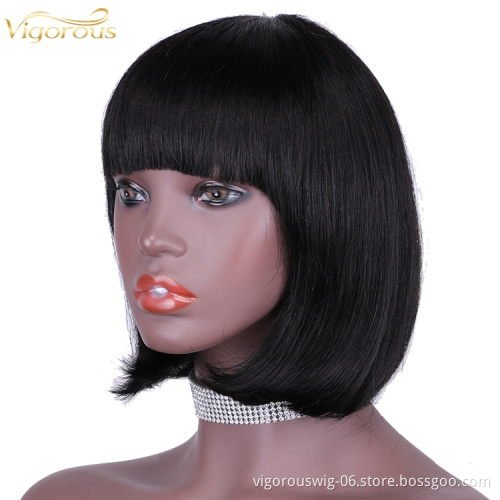 Straight black cheap wholesale short glueless private label inch bob pixie cut brazilian 100% real human hair wig black women